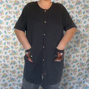 VINTAGE C.S.T SPORT SHORT SLEEVE BUTTON UP SHIRT DOG EMBROIDERY SIZE 2X